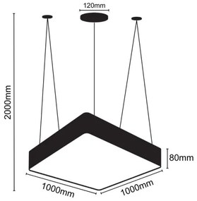 Lustră LED pe cablu LED/170W/230V 4000K 100x100 cm