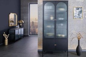 Vitrina moderna din metal si sticla Paris 180cm negru