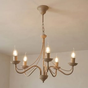 Lustru suspendat pe lanț ANTON 5xE14/60W/230V bej