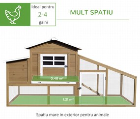 Cotet PawHut, cuibar si zona ingradita, 200x80x105cm, maro | Aosom Romania