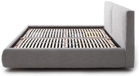 Pat matrimonial gri tapițat cu spațiu de depozitare cu somieră 180x200 cm Atesio – Meise Möbel