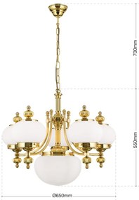Lustra suspendata eleganta stil clasic Nostalgie 6L alama lucios/opal