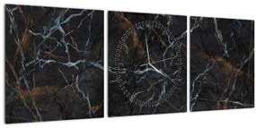 Tablou - Marmură neagră (cu ceas) (90x30 cm)