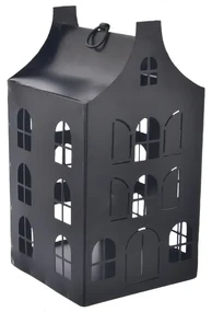 Suport metalic pentru lumânări InDecor LittleHouse negru, 10 x 10 x 19 cm