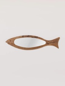 Oglinda de perete, din lemn reciclat, in forma de peste, Fish