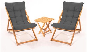 Set mobilier de grădină masă și scaune Kikadu 5 (gri + natural) (pentru 2 persoane). 1093853