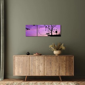 Tablou - Siluetele animalelor (cu ceas) (90x30 cm)