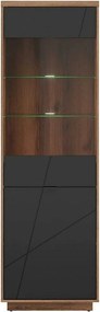 Vitrina FORN, nuc/negru mat, PAL melaminat/sticla securizata, 64x43x20