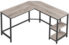 masă pentru computer, masă de colț în formă de L, Birou, gri, 138 x 138 x 75 cm