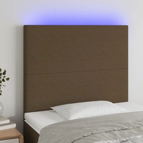 3122129 vidaXL Tăblie de pat cu LED, maro închis, 90x5x118/128 cm, textil