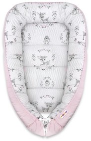 Baby Nellys Cuib cu două fețe Catifea, 55x75cm, Fawn - roz