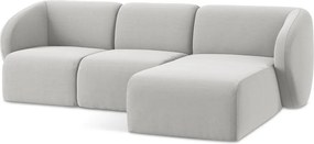 Colțar gri deschis cu tapițerie din catifea (cu colț pe partea dreaptă/cu șezlong) Lani – Makamii