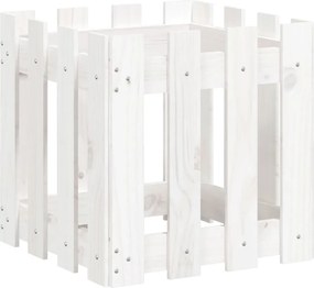 vidaXL Jardinieră grădină design gard, alb, 40x40x40 cm lemn masiv pin