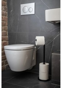 Suport pentru hârtie igienică negru din oțel – Wenko