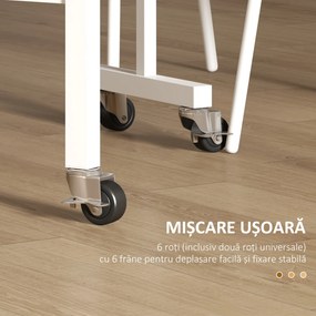 Masă pliabila cu 2 foi cu roți, masă de economisire a spațiului pentru living și bucătărie din MDF și oțel, 120x80x73cm, maro HOMCOM | Aosom Romania