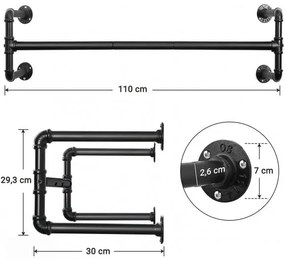Set cuier metal suspendat, 110 x 30 x 29.3 cm