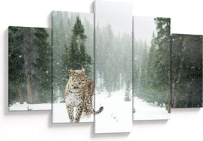 Tablou cu leopard în zăpadă (150x105 cm)