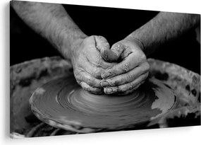 Tablou alb negru - producția de ceramică (90x60 cm)