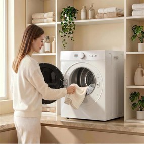 HOMCOM Mini Uscător de Rufe Portabil 4,8 kg, 1020W, Încălzire PTC, Timer, Alb | Aosom Romania