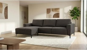 Colțar gri antracit cu tapițerie din chenille (cu colț pe partea stângă/cu șezlong) Fabian – Scandic