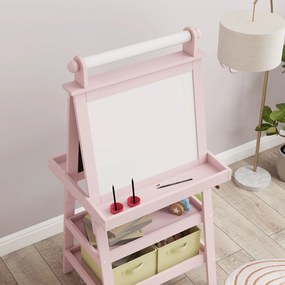 AIYAPLAY Tablă de Desen Dublă Pentru Copii 3-6 Ani, 59x48x118 cm, Roz | Aosom Romania