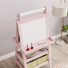AIYAPLAY Tablă de Desen Dublă Pentru Copii 3-6 Ani, 59x48x118 cm, Roz | Aosom Romania