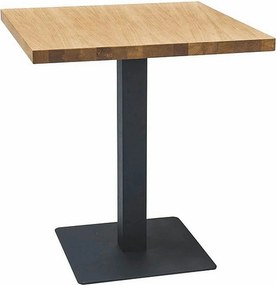 Masa PURO, stejar/negru, PAL laminat/metal, 60x60x76 cm