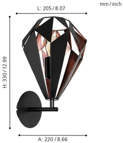 Eglo 49992 -Aplica perete CARLTON 1 1xE27/60W/230V