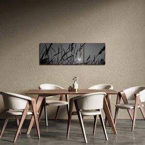 Tablou - Pajiște cu apus de soare (cu ceas) (90x30 cm)