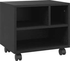 HOMCOM Suport Imprimantă pe 2 Niveluri cu Depozitare, Cărucior Imprimantă pe Roți cu 3 Compartimente, 40x30x36 cm, Negru | Aosom Romania