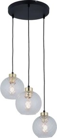 Lustră LED suspendată pe cablu DEVON 3xE27/15W/230V negru/transparent
