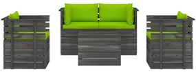 Set mobilier gradina paleti cu perne 5 piese lemn masiv pin verde aprins, 5