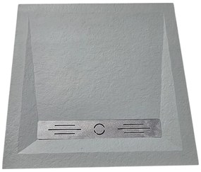 Cadita Dus Patrata HouseXL StoneCore Premium, 90x90 cm, Compozit Granit, cu Rigola Metalica Inclusa (Culoare: Gri)