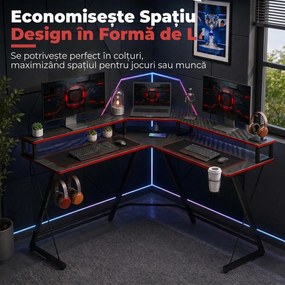 HOMCOM Birou în L cu Prize, 128 cm cu Suport Monitor | Aosom Romania