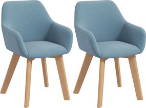 HOMCOM Set de 2 scaune pentru sufragerie Scaun Șezut căptușit în țesătură cu efect de catifea Picioare din lemn, albastru | Aosom Romania