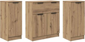 vidaXL Bufet cu sertar 3 pcs Stejar Artizanal Lemn compozit
