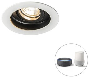 Spot inteligent încastrat alb cu oțel inclusiv WiFi GU10 - Rondoo