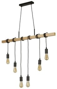 Lustra din lemn cu 6 pendule design rustic Woody