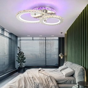 Lustra LED Cu Telecomanda, Elit's Cristal, 2 Cercuri, alb, 70W, RGB
