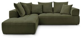 Colțar verde cu tapițerie din chenille (cu colț pe partea stângă/în formă de ”L”) Whesley – Bobochic Paris