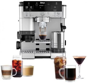 Espressor automat 3in1 Ninja Luxe Café Premier ES601, 1650W, 15 bar, 2 L, Barista Assist, Spumare fara contact, Rasnita incorporata, 4 moduri, 3 setari temperatura, Inox/Negru