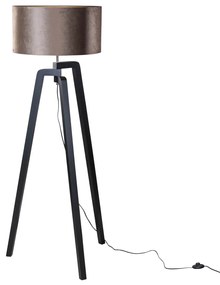 Lampă de podea neagră cu abajur din catifea maro 50cm - Puros