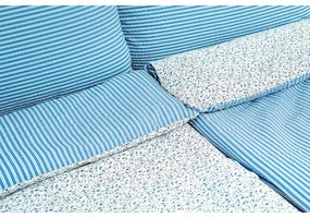 Stanex Lenjerie de pat din bumbac Flori-dungă albastru, 140 x 220 cm, 70 x 90 cm