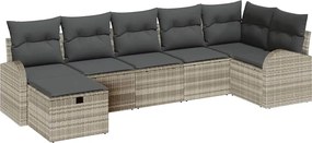 vidaXL Set de canapele pentru grădină 7 pcs Gri deschis poliratan