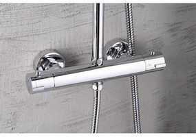 Set de duș cu baterie termostatică Aqualine LIGA crom lucios