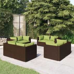 3101556 vidaXL Set mobilier de grădină cu perne, 8 piese, maro, poliratan
