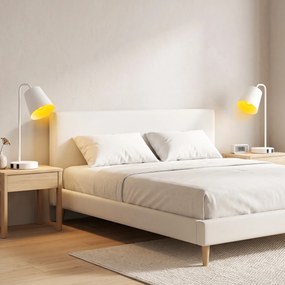 HOMCOM Set de 2 Veioze Moderne din Oțel cu Porturi USB, Soclu E27, Bec Neinclus, Alb | Aosom Romania
