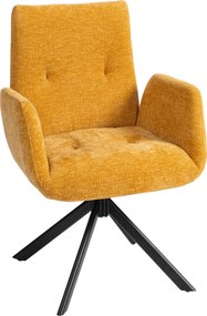 HOMCOM Fotoliu tapițat, fotoliu accent, design modern, rotativ, până la 120 kg, Galben | Aosom Romania