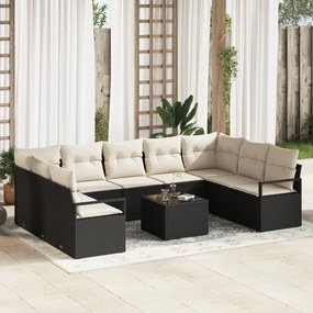 vidaXL Set de canapele pentru grădină 10 pcs Negru Rattan poli