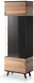 Corp depozitare Random W1 stejar wotan/negru - L60 x A40 x h182 cm